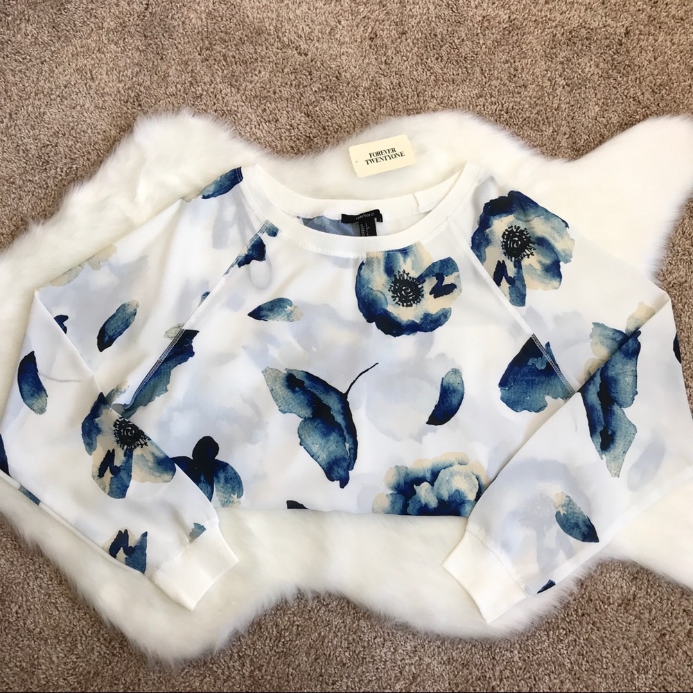 🚫SOLD🚫 NWT Sheer White Chiffon Sweatshirt Blue - Picture 14 of 16